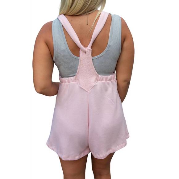 NEW BUCKETLIST french terry overall romper in blush - Picture 2 of 2